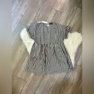 SHEIN | Striped Linen-Like Open Back Cutout Sun Dress with Pockets! (L)
